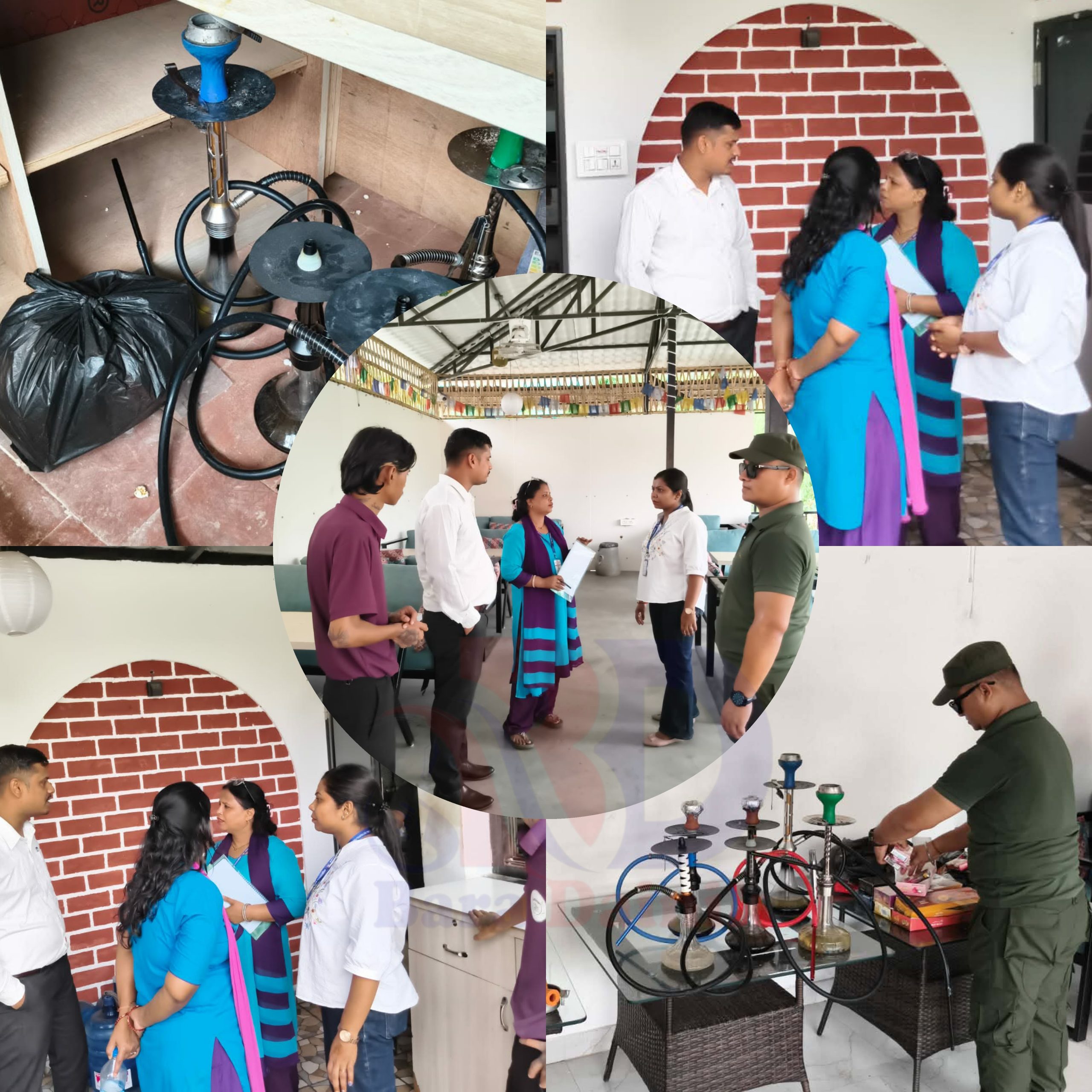 बालबालिका खेल्ने पार्कभित्र अवैध हुक्का बारमा महानगरको छापा, ठूलो परिमाणमा सुर्तीजन्य पदार्थ बरामद।